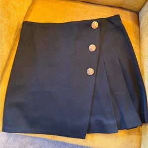 Skies Are Blue Black Skirt with Gold Buttons